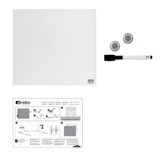 Pizarra Blanca De Cristal Magnético Pequeña Nobo 300X300 Mm Blanco Brillante