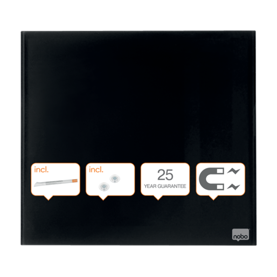Pizarra Blanca De Cristal Magnético Pequeña Nobo 300X300 Mm Negro