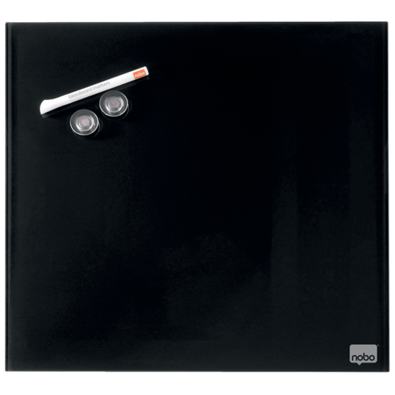 Pizarra Blanca De Cristal Magnético Pequeña Nobo 450X450 Mm Negro