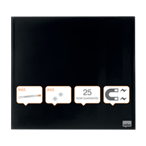 Pizarra Blanca De Cristal Magnético Pequeña Nobo 450X450 Mm Negro