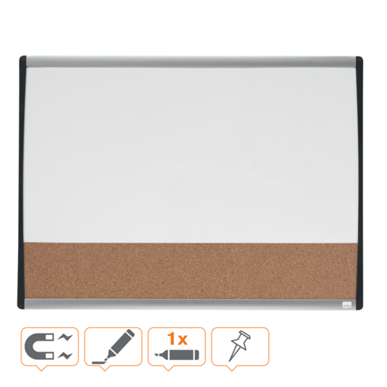 Pizarra Blanca Magnética Pequeña Con Tablero De Anuncios De Corcho Nobo 585X430Mm Blanco