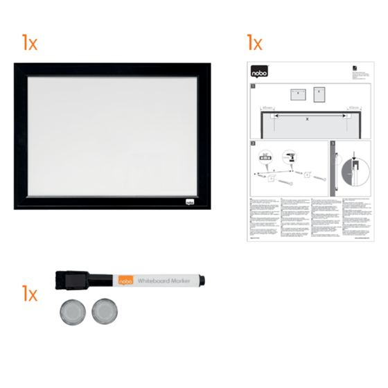 Pizarra Blanca Magnética Pequeña Nobo Con Marco Negro 585X430 Mm Negro