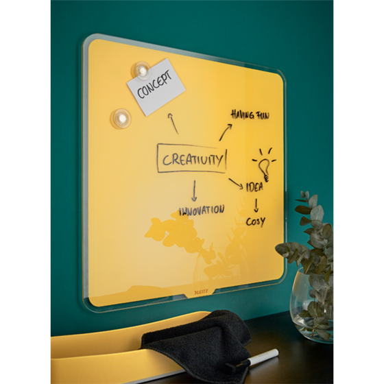 Pizarra De Cristal Magnético Leitz Cosy 450X450 Mm Amarillo Cálido