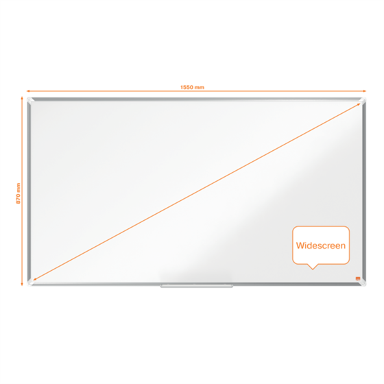 Pizarra Magnética De Acero Vitrificado De Formato Panorámico Nobo Premium Plus De 1550X870Mm Blanco