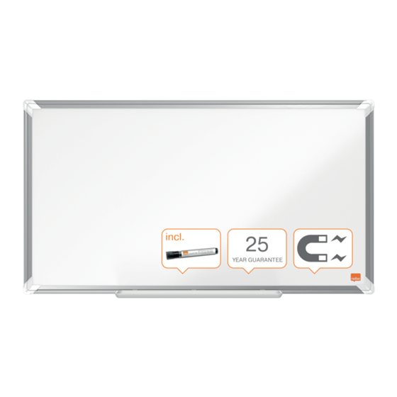 Pizarra Magnética De Acero Vitrificado De Formato Panorámico Nobo Premium Plus De 710X400Mm Blanco