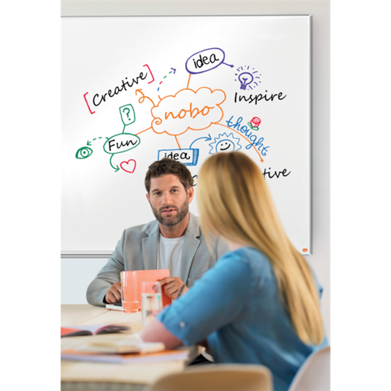 Pizarra Magnética De Acero Vitrificado Nobo Impression Pro De 2400X1200 Mm Blanco
