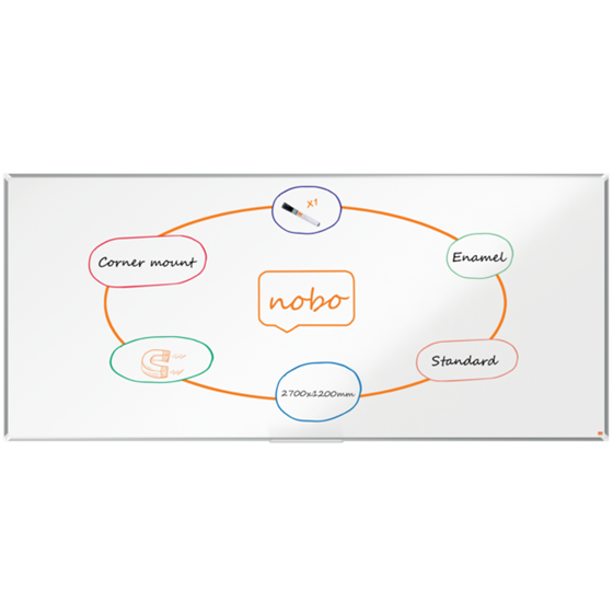Pizarra Magnética De Acero Vitrificado Nobo Premium Plus De 2700X1200Mm Blanco