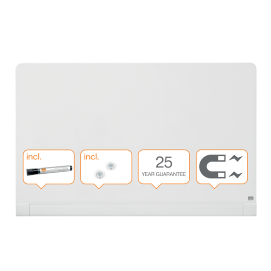 Pizarra Magnética De Cristal Nobo Impression Pro De 1260X710Mm Con Bandeja Para Rotuladores Oculta Blanco Brillante