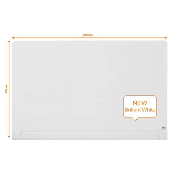 Pizarra Magnética De Cristal Nobo Impression Pro De 1260X710Mm Con Bandeja Para Rotuladores Oculta Blanco Brillante