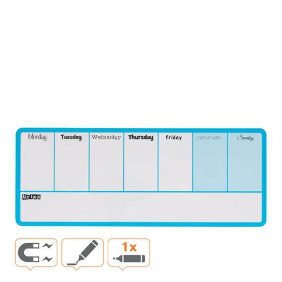 Planificador Semanal De Pizarra Magnética Mini De Nobo 360X140 Mm Azul