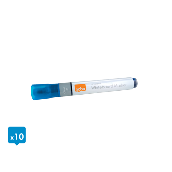Rotuladores De Tinta Líquida Nobo Con Punta Biselada, 10 Unidades Azul