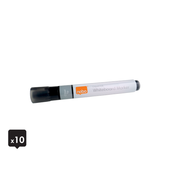 Rotuladores De Tinta Líquida Nobo Con Punta Biselada, 10 Unidades Negro