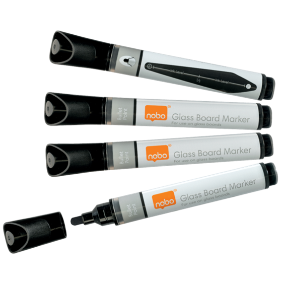 Rotuladores De Tinta Líquida Para Pizarra Blanca Nobo Con Punta Redondeada 4 Unidades Negro
