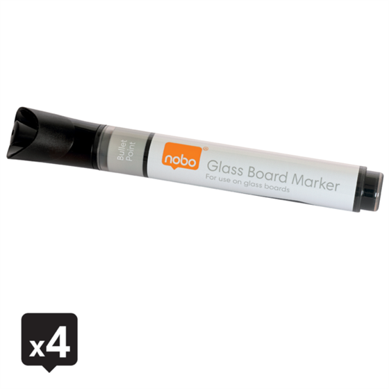 Rotuladores De Tinta Líquida Para Pizarra Blanca Nobo Con Punta Redondeada 4 Unidades Negro