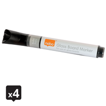 Rotuladores De Tinta Líquida Para Pizarra Blanca Nobo Con Punta Redondeada 4 Unidades Negro