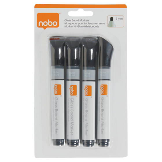 Rotuladores De Tinta Líquida Para Pizarra Blanca Nobo Con Punta Redondeada 4 Unidades Negro