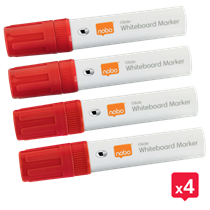 Rotuladores Glide Jumbo Nobo Con Punta Biselada, 4 Unidades Rojo
