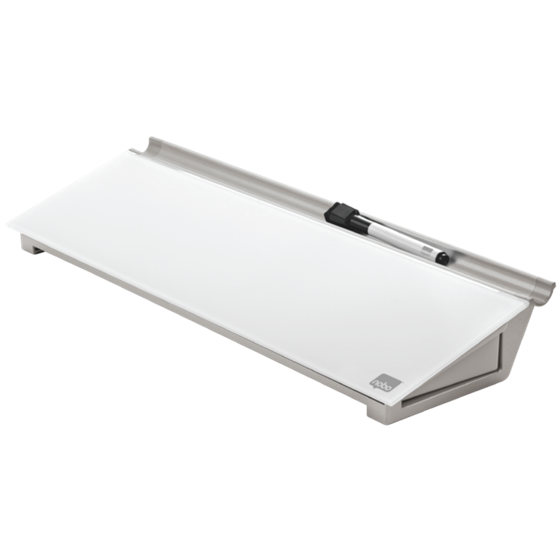 Set De Sobremesa Con Pizarra De Cristal Con Superficie De Borrado En Seco Nobo De 458X154 Mm Blanco Brillante