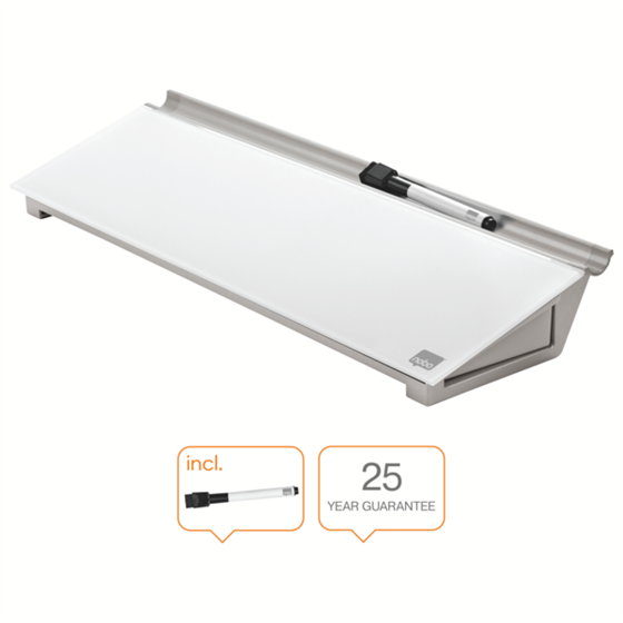 Set De Sobremesa Con Pizarra De Cristal Con Superficie De Borrado En Seco Nobo De 458X154 Mm Blanco Brillante