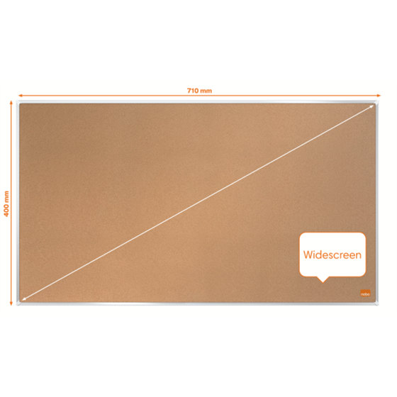 Tablero De Anuncios De Corcho De Formato Panorámico Nobo Impression Pro De 710X400 Mm Natural