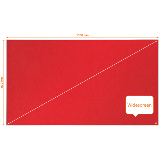 Tablero De Anuncios De Fieltro De Formato Panorámico Nobo Impression Pro De 1550X870 Mm Rojo