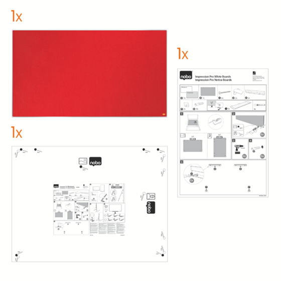 Tablero De Anuncios De Fieltro De Formato Panorámico Nobo Impression Pro De 1880X1060 Mm Rojo