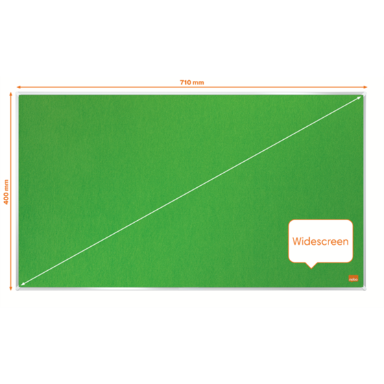 Tablero De Anuncios De Fieltro De Formato Panorámico Nobo Impression Pro De 710X400 Mm Verde