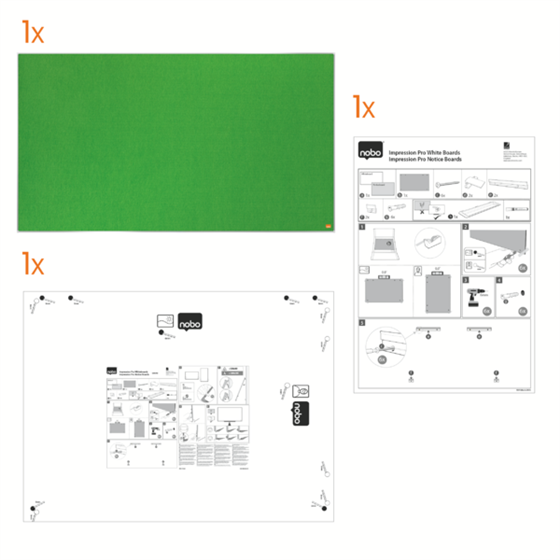 Tablero De Anuncios De Fieltro De Formato Panorámico Nobo Impression Pro De 710X400 Mm Verde