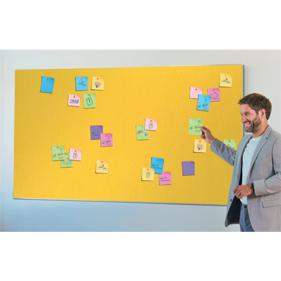 Tablero De Anuncios De Fieltro De Formato Panorámico Nobo Impression Pro De 890X500 Mm Amarillo