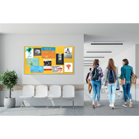 Tablero De Anuncios De Fieltro De Formato Panorámico Nobo Impression Pro De 890X500 Mm Amarillo