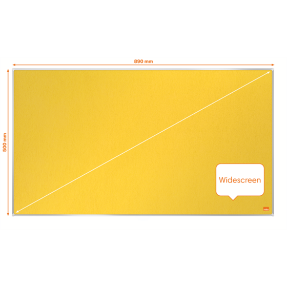 Tablero De Anuncios De Fieltro De Formato Panorámico Nobo Impression Pro De 890X500 Mm Amarillo