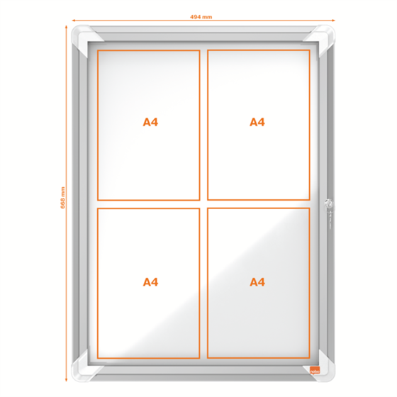 Vitrina De Exteriores Nobo Para 4 Hojas A4 Con Superficie Blanca Magnética Blanco