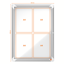 Vitrina De Exteriores Nobo Para 4 Hojas A4 Con Superficie Blanca Magnética Blanco
