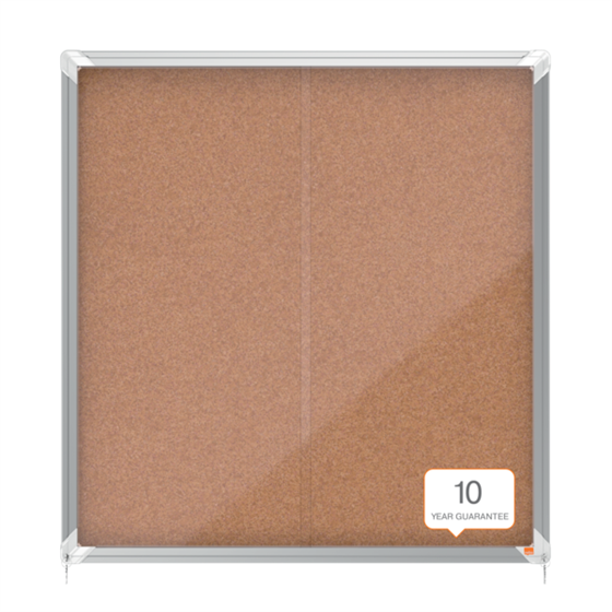 Vitrina De Interior Nobo Para 12 Hojas A4 Con Superficie De Corcho Y Puerta Deslizante Natural
