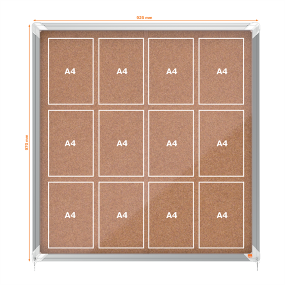 Vitrina De Interior Nobo Para 12 Hojas A4 Con Superficie De Corcho Y Puerta Deslizante Natural