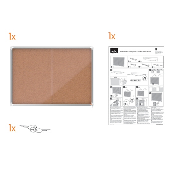 Vitrina De Interior Nobo Para 12 Hojas A4 Con Superficie De Corcho Y Puerta Deslizante Natural