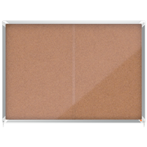 Vitrina De Interior Nobo Para 18 Hojas A4 Con Superficie De Corcho Y Puerta Deslizante Natural