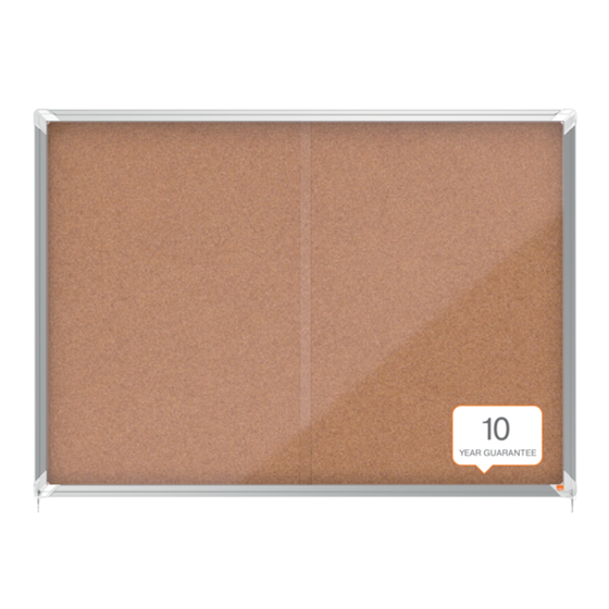 Vitrina De Interior Nobo Para 18 Hojas A4 Con Superficie De Corcho Y Puerta Deslizante Natural