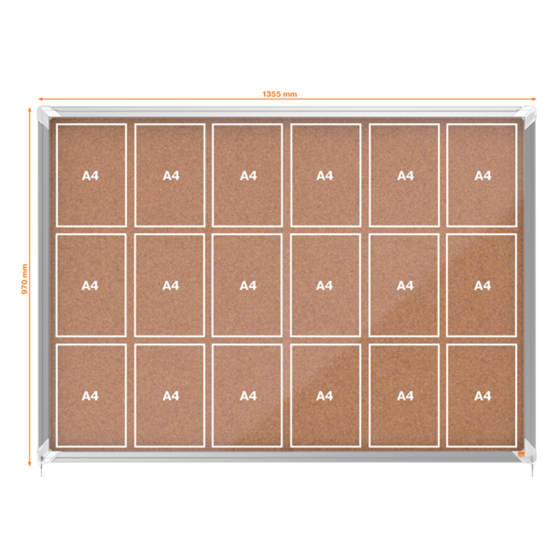 Vitrina De Interior Nobo Para 18 Hojas A4 Con Superficie De Corcho Y Puerta Deslizante Natural
