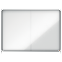 Vitrina De Interior Nobo Para 18 Hojas A4 Con Superficie Magnética Y Puerta Deslizante Blanco