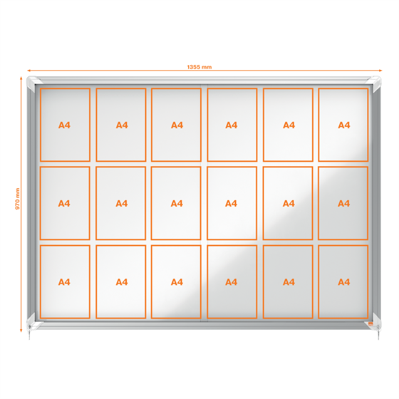 Vitrina De Interior Nobo Para 18 Hojas A4 Con Superficie Magnética Y Puerta Deslizante Blanco