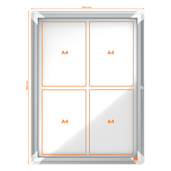 Vitrina De Interior Nobo Para 4 Hojas A4 Con Superficie Blanca Magnética Blanco