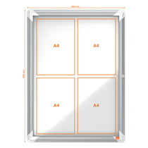 Vitrina De Interior Nobo Para 4 Hojas A4 Con Superficie Blanca Magnética Blanco