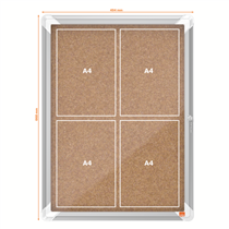 Vitrina De Interior Nobo Para 4 Hojas A4 Con Superficie De Corcho Natural