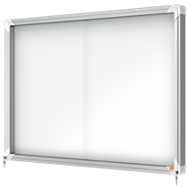 Vitrina De Interior Nobo Para 8 Hojas A4 Con Superficie Magnética Y Puerta Deslizante Blanco