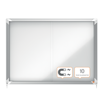 Vitrina De Interior Nobo Para 8 Hojas A4 Con Superficie Magnética Y Puerta Deslizante Blanco