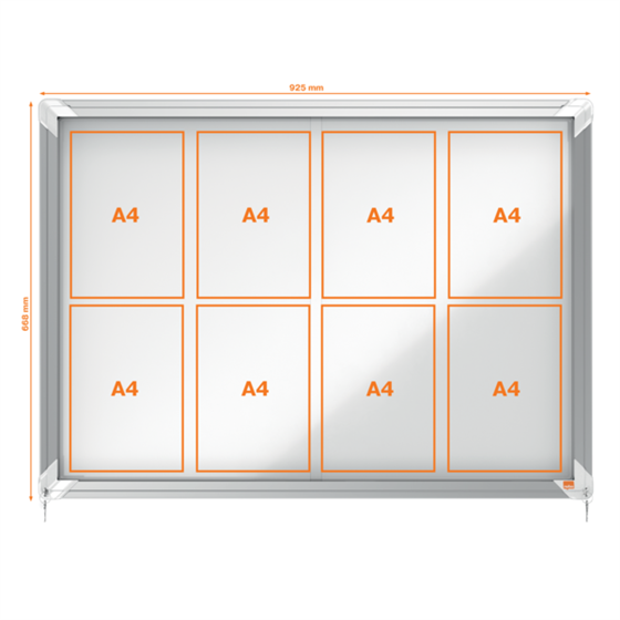 Vitrina De Interior Nobo Para 8 Hojas A4 Con Superficie Magnética Y Puerta Deslizante Blanco