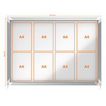 Vitrina De Interior Nobo Para 8 Hojas A4 Con Superficie Magnética Y Puerta Deslizante Blanco