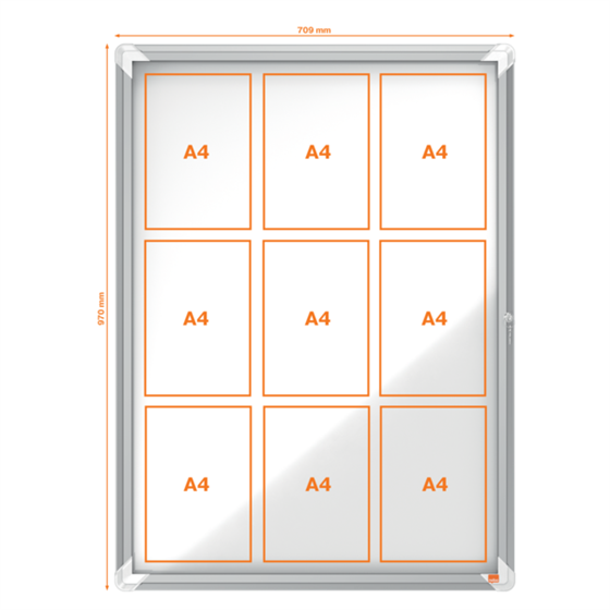 Vitrina De Interior Nobo Para 9 Hojas A4 Con Superficie Blanca Magnética Blanco