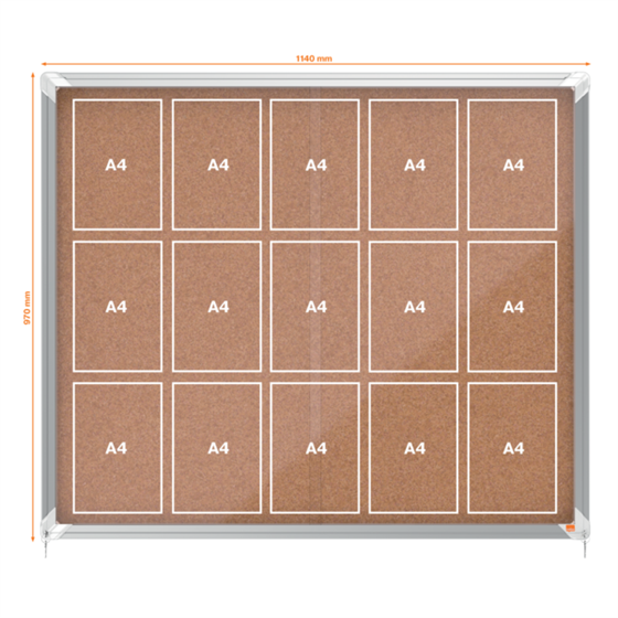 Vitrina Nobo Premium Plus De Puerta Corredera Con Fondo De Corcho 15 X A4 Hojas Natural